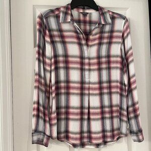 Eddie Bauer Half Button Down Flannel Shirt Womens Size S